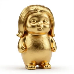 golden rag doll, stylized 3d render, isolated on a pure white background, centered, entire object in frame, sharp focus, soft studio lighting