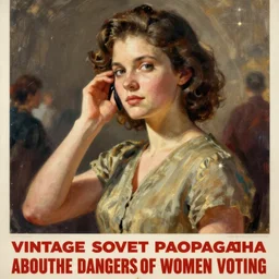 “vintage soviet propaganda poster about the dangers of women voting”