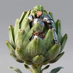 A humanoid artichoke knight, highly detailed, digital art, sharp focus, trending on art station, plant, anime art style