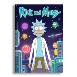 Christopher Lloyd as Rick Sanchez, Rick and Morty save the multiverse, science fiction, retro cover, high details, intricate details, by vincent di fate, artgerm julie bell beeple, 60s, inking, vintage 60s print, screen print
