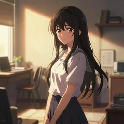 anime background of a girl ’ s room, strong lighting, concept art, by artstation artist.