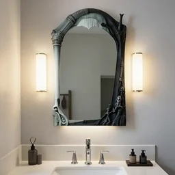 premium bathroom mirror design, postmodernism, inspired by lovecraft, blog photograph