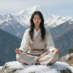 aca lukas on a mountain of sugar, meditating, photo