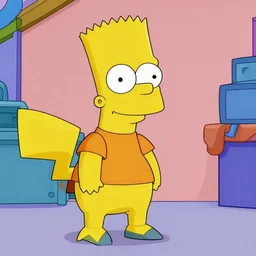 screenshot from the simpsons pikachu as bart simpson episode