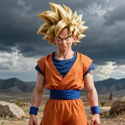 Christina Hendricks Turning to super Saiyan, realistic 3d render,