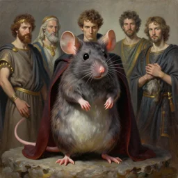 Vampire mouse from Ancient Greece, 4k oil on linen by wlop, artgerm, andrei riabovitchev, nuri iyem, james gurney, james jean, greg rutkowski, highly detailed, soft lighting 8k resolution
