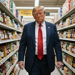 photograph of zombie donald trump shopping at walmart in the bronx, movie still, 4 k