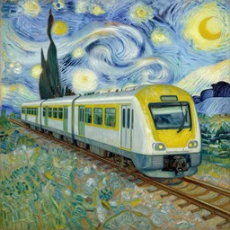 the hong kong mass transit railway, painting by van gogh, post impressionism