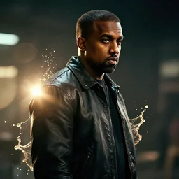 kanye west in doom eternal, splash art, movie still, cinematic lighting, dramatic, octane render, long lens, shallow depth of field, bokeh, anamorphic lens flare, 8 k, hyper detailed, 3 5 mm film grain