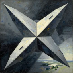 geometric spaceship artwork by Vasily Kandinsky