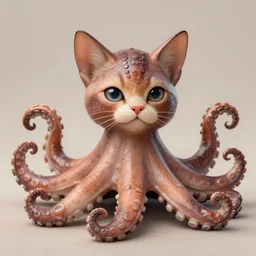 psychedelic highly detailed octopus cat chimera, 4 k, octopus cat, digital painting, matte finish, kitten, fine detail