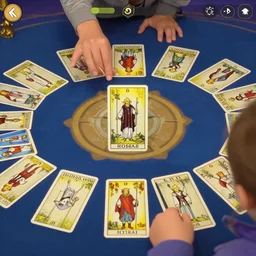 screenshot from a game where you control the fate of your character using tarot cards