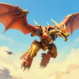 a gigantic flying mechanical dragon, maschinen krieger, ilm, beeple, star citizen halo, mass effect, transformers, elysium, warm saturated colours