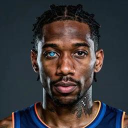 portrait of kawhi leonard as half terminator with a robot eye by conrad roset, cybernetically enhanced, hyperdetailed, cyberpunk, cool, trending on artstation