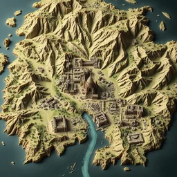map of gondor, 3 d orthographic, d & d,, comic book, cinecolor, 3 - dimensional, super - resolution, huge, insanely detailed and intricate, hypermaximalist, elegant, ornate, hyper realistic, super detailed
