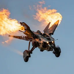 fire jets mech flying forward