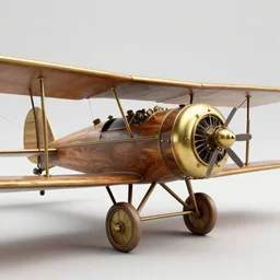 steampunk steam-powered plane made out of  brass and wood, photorealistic, ultra high detail, 8k