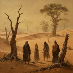 epic professional digital art of hungry barren desert with dessicated forest, faint golden moody atmospheric lighting, painted, intricate, detailed, detailed, foreboding, by leesha hannigan, wayne haag, reyna rochin, ignacio fernandez rios, mark ryden, iris van herpen,, epic, stunning, gorgeous, much wow, cinematic, masterpiece.