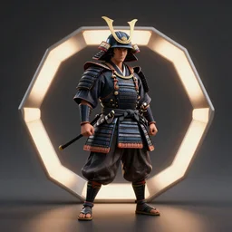Samurai, Japanese style, Full-HD, Powerful, Octal, volumetric Light, Global Illumination, Ray Tracing Reflections, insanely detailed and intricate, hypermaximalist, elegant, ornate, hyper realistic, super detailed, full body shot,