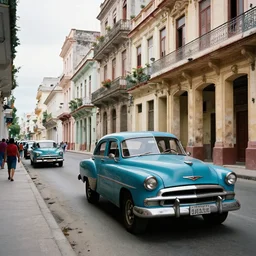 a typical photo of a car in a street of Havana