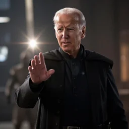joe biden in star wars as emperor palpating movie still, cinematic lighting, ray tracing, octane render, long lens, shallow depth of field, bokeh, anamorphic lens flare, 8 k, hyper detailed, 3 5 mm film grain