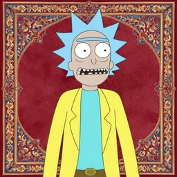 rick sanchez of rick and morty, portrait, medieval persian illustration
