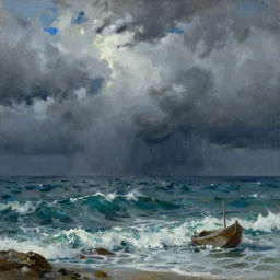 the storm on the sea of galilee, oil - on - canvas painting, close - up, elegant, volumetric lighting, scenery, digital painting, highly detailed, artstation, sharp focus, illustration, concept art, by rembrandt van rijn, blue