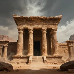 high - res photograph of a ancient temple surreal martian in temple dramatic lighting, epic, octane render, volumetric light, unreal engine, artbreeder, 4 k, background, scene