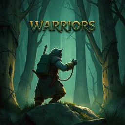 warriors book cover, cat in a forest, by wayne mcloughlin, trending on artstation, backlighting