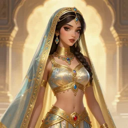 arabian princess, digital art, in the style of artgerm, illustration, epic, fantasy, intricate, hyper detailed, artstation, concept art, smooth, sharp focus, vibrant, indi creates