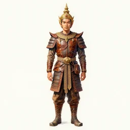 full body portrait of king ramkamhaeng the great, leather armor, tai ethnic group, highly detailed, digital painting, watercolor, artstation, concept art, smooth, sharp focus, illustration