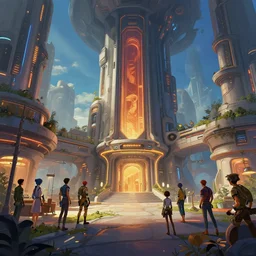 photo environement post futurist hotel : 4, 4 k rtx hdr volume light concept studio matte painting environement digital illustration style art that looks like it is from borderlands and by feng zhu and loish and laurie greasley, victo ngai, andreas rocha, john harris by jesper ejsing, by rhads, makoto shinkai and lois van baarle