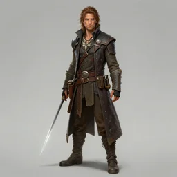 heroic urban fantasy adventurer, realistic sharp details, magical realism, costume design, concept art, blank background, by jordan grimmer and greg rutkowski and larry elmore