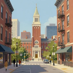 city of boston, drawn by shel silverstein, digital painting, 4 k
