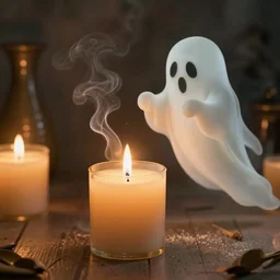 candle transforming into a ghost 4k, high detailed