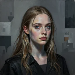 Elle Fanning in the painted world of Dark Souls picture by Sachin Teng, asymmetrical, dark vibes, Realistic Painting , Organic painting, Matte Painting, geometric shapes, hard edges, graffiti, street art:2 by Sachin Teng:4