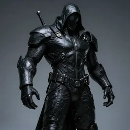 ash maker, black leather, cyberpunk reaper, hulking, mysterious photo realism, style of roger fenton, flash photo