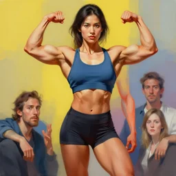 female bodybuilder, digital painting, vivid colors, postminimalism, detailed, highly detailed, smooth, sharp focus, illustration by ruan jia and mandy jurgens and william - adolphe bouguereau, artgerm