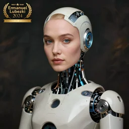 portrait of a beautiful humanoid assistant humanoid robot By Emmanuel Lubezki
