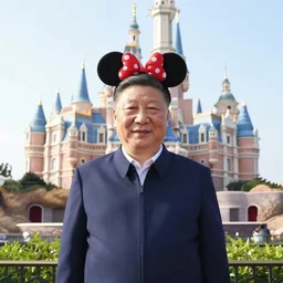 xi jinping at disneyland wearing mickey mouse ears