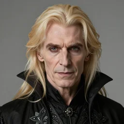 portrait of an old blonde vampire mage, dark, piercing eyes, gentle expression, elegant clothing, photorealistic, highly detailed, artstation, smooth, sharp focus, art by michael whelan, artgerm, greg rutkowski and alphonse mucha