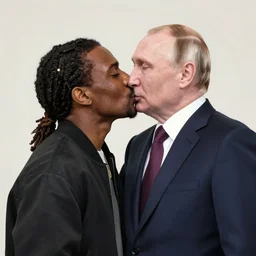 Kendrick Lamar kissing Vladimir Putin