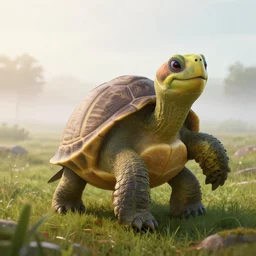 epic professional digital portrait art of a smiling  anthropomorphic turtle on a morning stroll along the misty moors, best on artstation, cgsociety, wlop, Behance, pixiv, astonishing, impressive, outstanding, epic, cinematic, stunning, gorgeous, concept artwork, much detail, much wow, masterpiece.