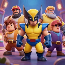 wolverine, clash royal style characters, unreal engine 5, octane render, detailed, brawl stars, cinematografic, cinema 4 d, artstation trending