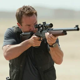 Film still of Mike Ehrmantraut aiming a !!!sniper rifle!!!, 4k, !!highly detailed!!