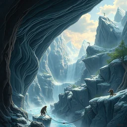 beguiling epic stunning beautiful insanely detailed matte painting of a waterfall through arctic dream worlds designed by heironymous bosch, by cyril rolando and asher durand and natalie shau, whimsical, intricate