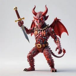 a demon holding a dagger made of tiny human figures, award winning digital art 4K