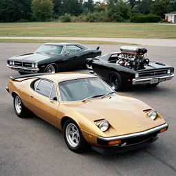 a single 1 9 7 6 lotus esprit and 1 9 6 9 dodge charger hybrid, rocket engine in the back, dslr