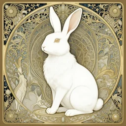 white bunny, intricate, elegant, magical, powerful, art nouveau, baroque style, enchanted, art by art by artgerm and greg rutkowski and ruan jia and peter polach