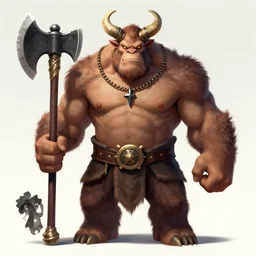 huge smug minotaur wielding a greataxe, realistic portrait art by donato giancola and greg rutkowski, digital art, trending on artstation, symmetry!!